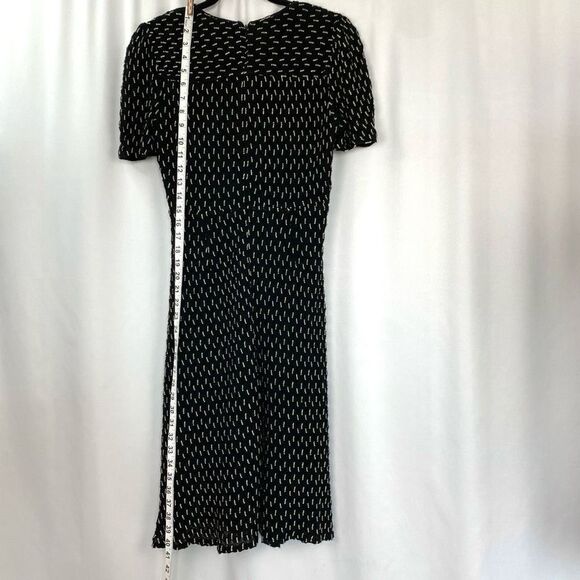 Anna Sui Designer Dress Black & Cream Knit Fit & Flare Midi Vintage Style - Picture 11 of 13